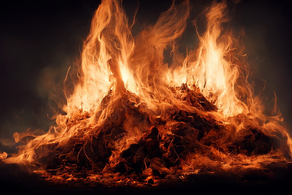 Vibrant flames dance and flicker, embodying the essence of Fire element in Chinese philosophy.